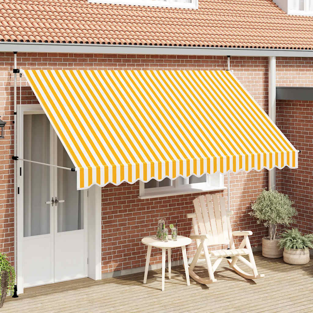 Luifel handmatig uittrekbaar 350 cm oranje en witte strepen