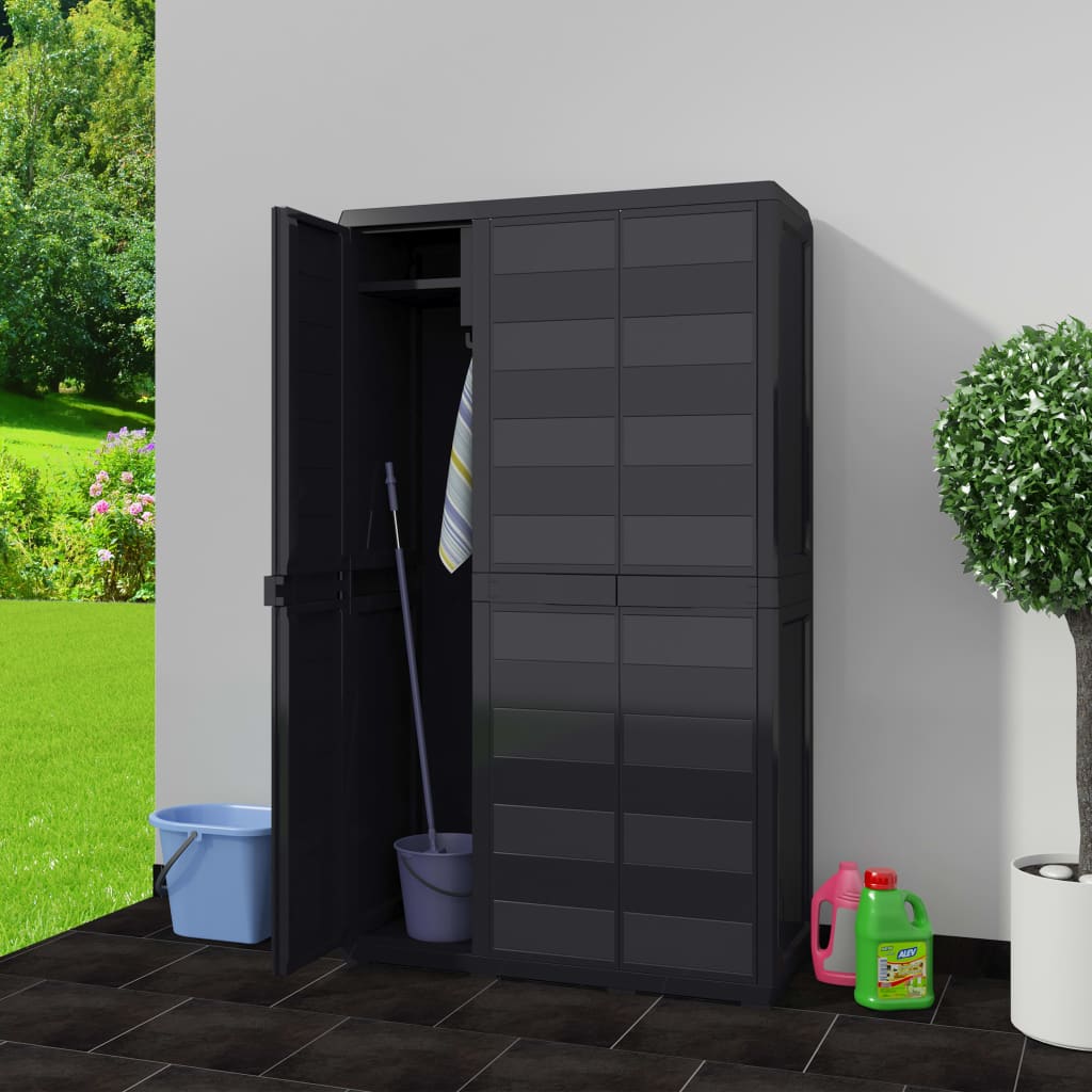 Tuinkast met 4 schappen zwart – afbeelding 2