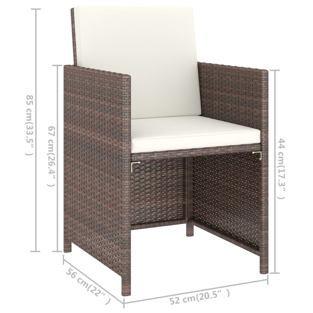 6-delige Tuinset met kussens poly rattan bruin – afbeelding 10