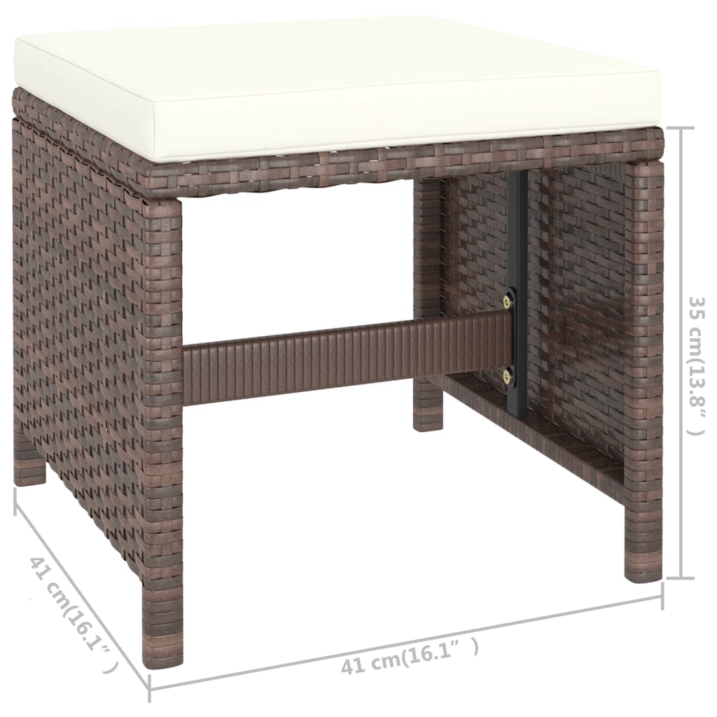 6-delige Tuinset met kussens poly rattan bruin – afbeelding 11
