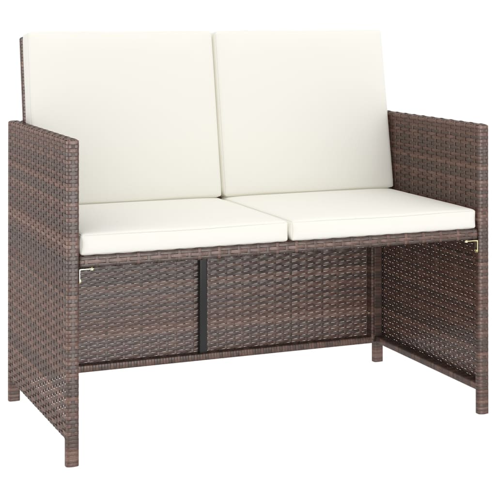 6-delige Tuinset met kussens poly rattan bruin – afbeelding 7