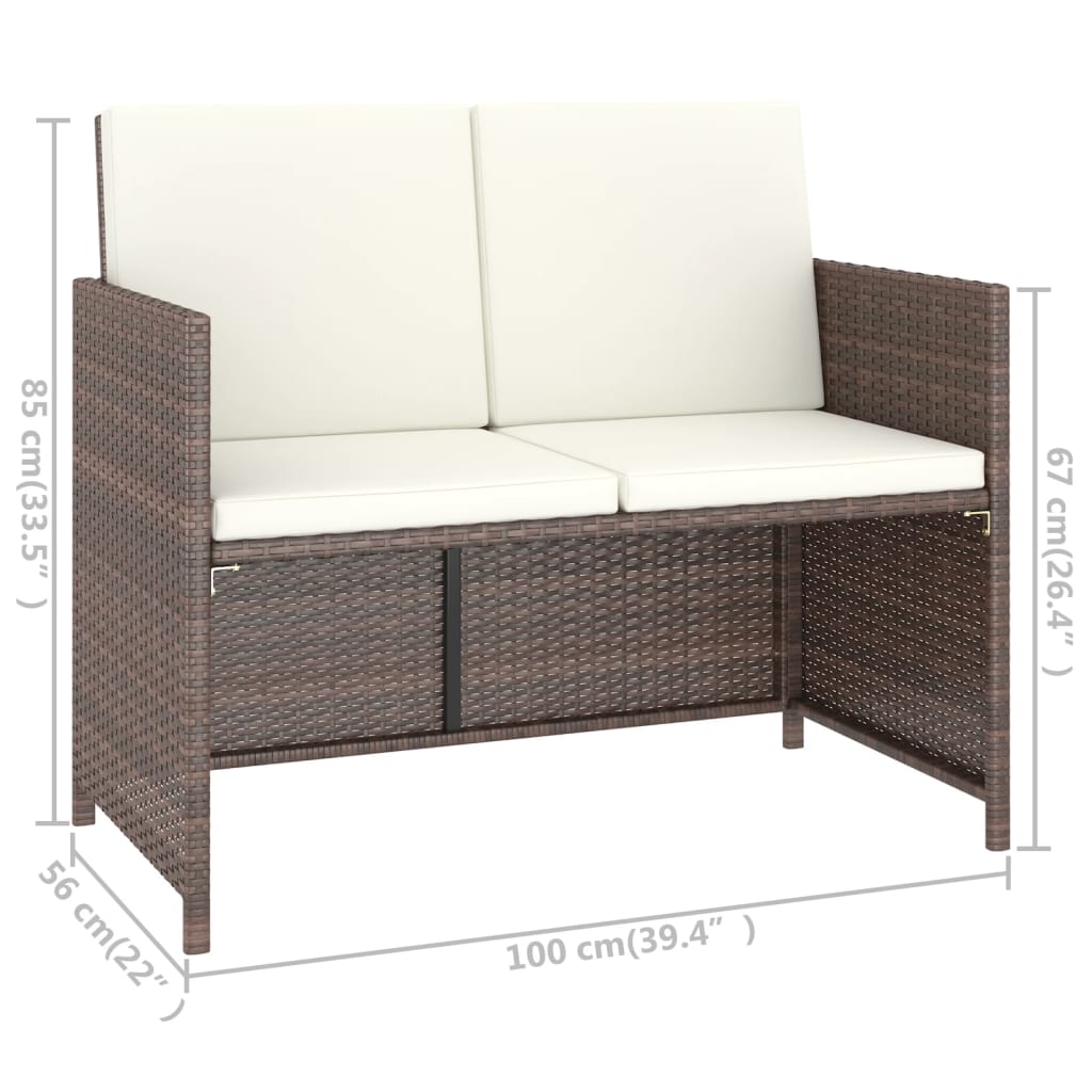 6-delige Tuinset met kussens poly rattan bruin – afbeelding 8
