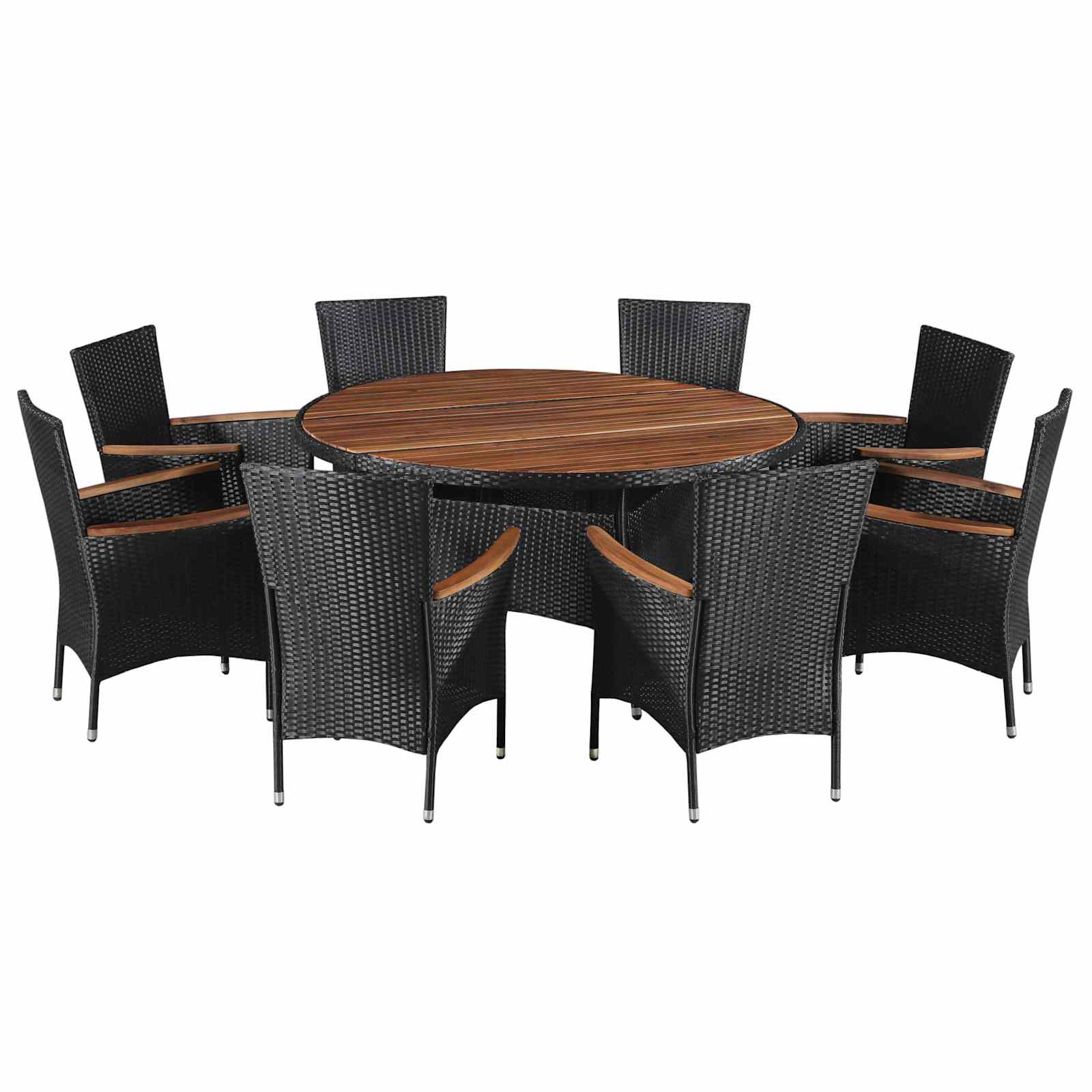 Meubelsets 9 pcs Zwart en Crème poly rattan – afbeelding 1