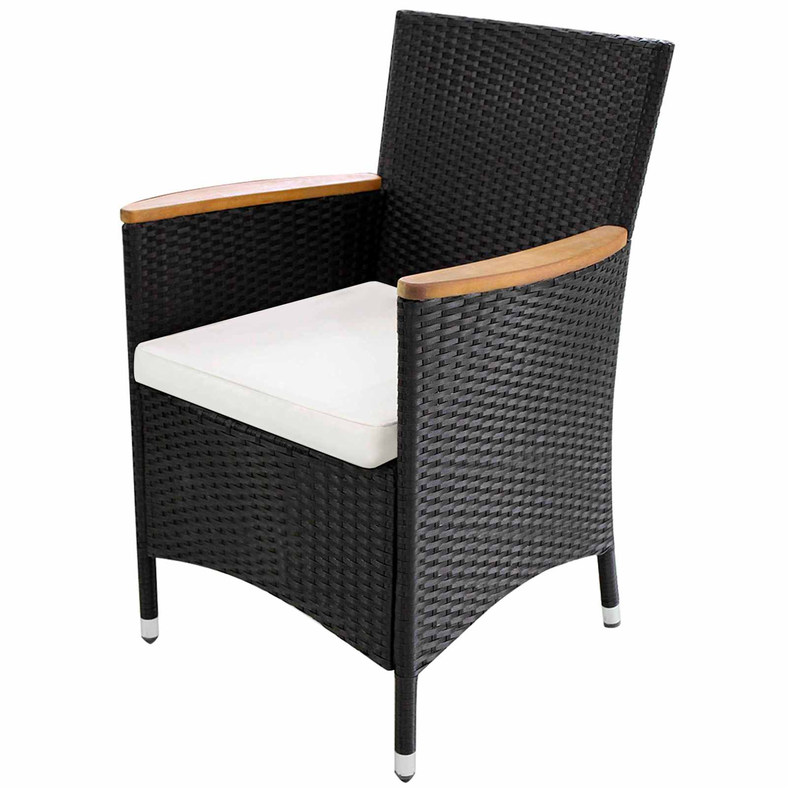 Meubelsets 9 pcs Zwart en Crème poly rattan – afbeelding 3