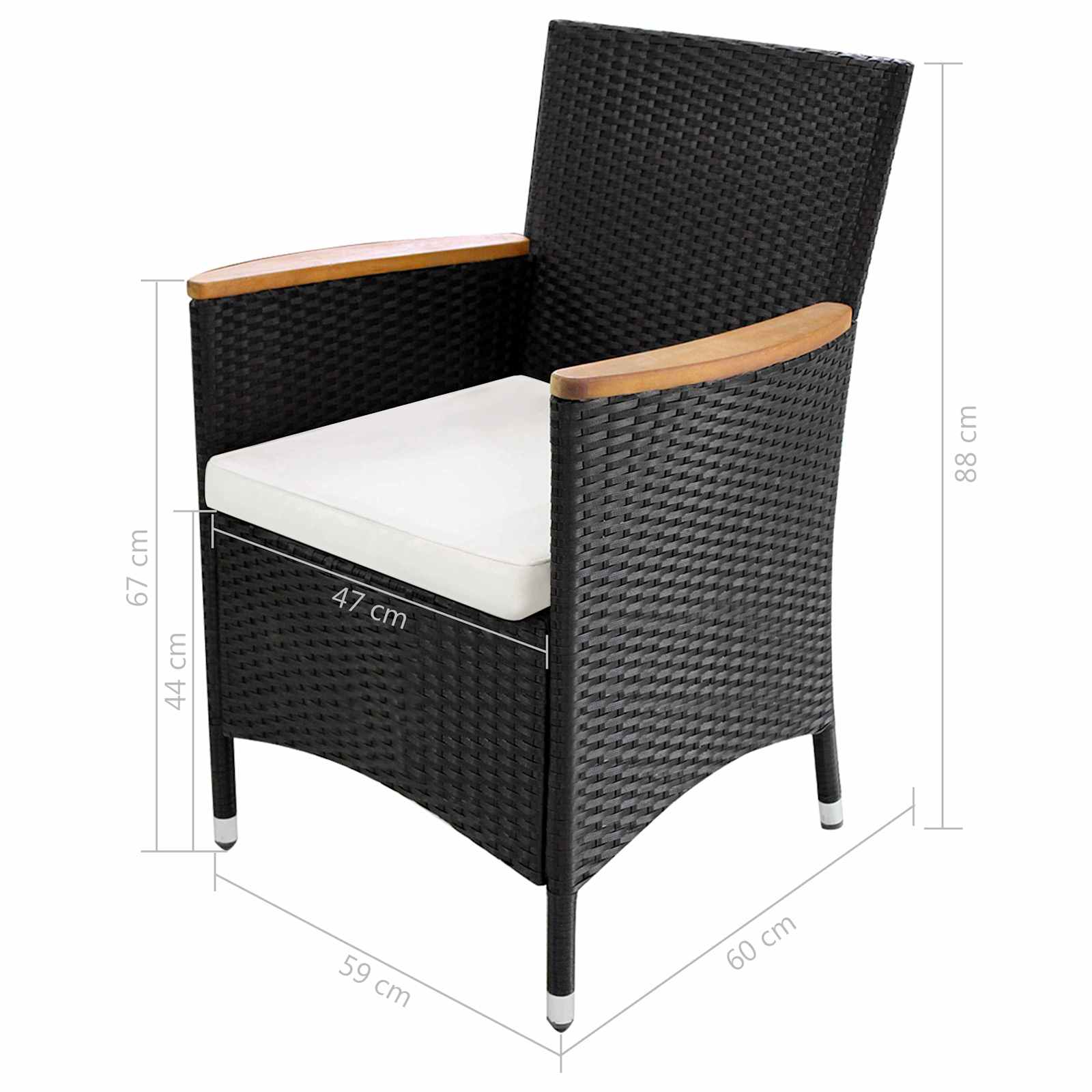 Meubelsets 9 pcs Zwart en Crème poly rattan – afbeelding 6