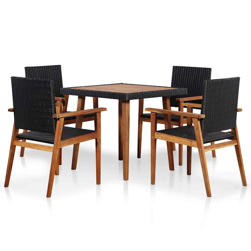 5-delige Tuinset poly rattan zwart en bruin – afbeelding 1