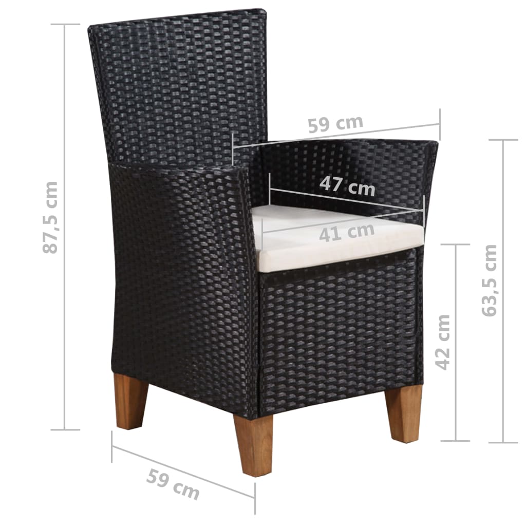 9-delige Tuinset poly rattan zwart en bruin – afbeelding 8