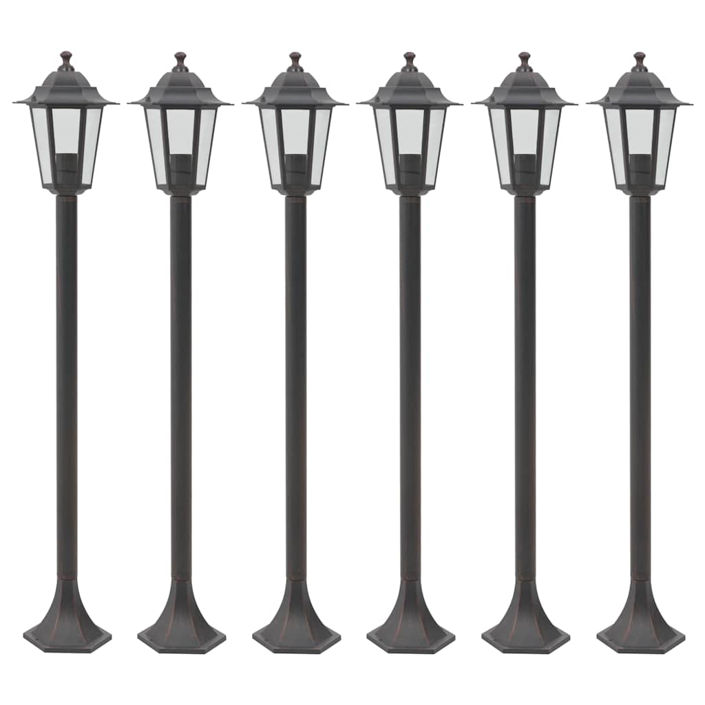 Paalverlichting voor tuin E27 110 cm aluminium brons 6 st