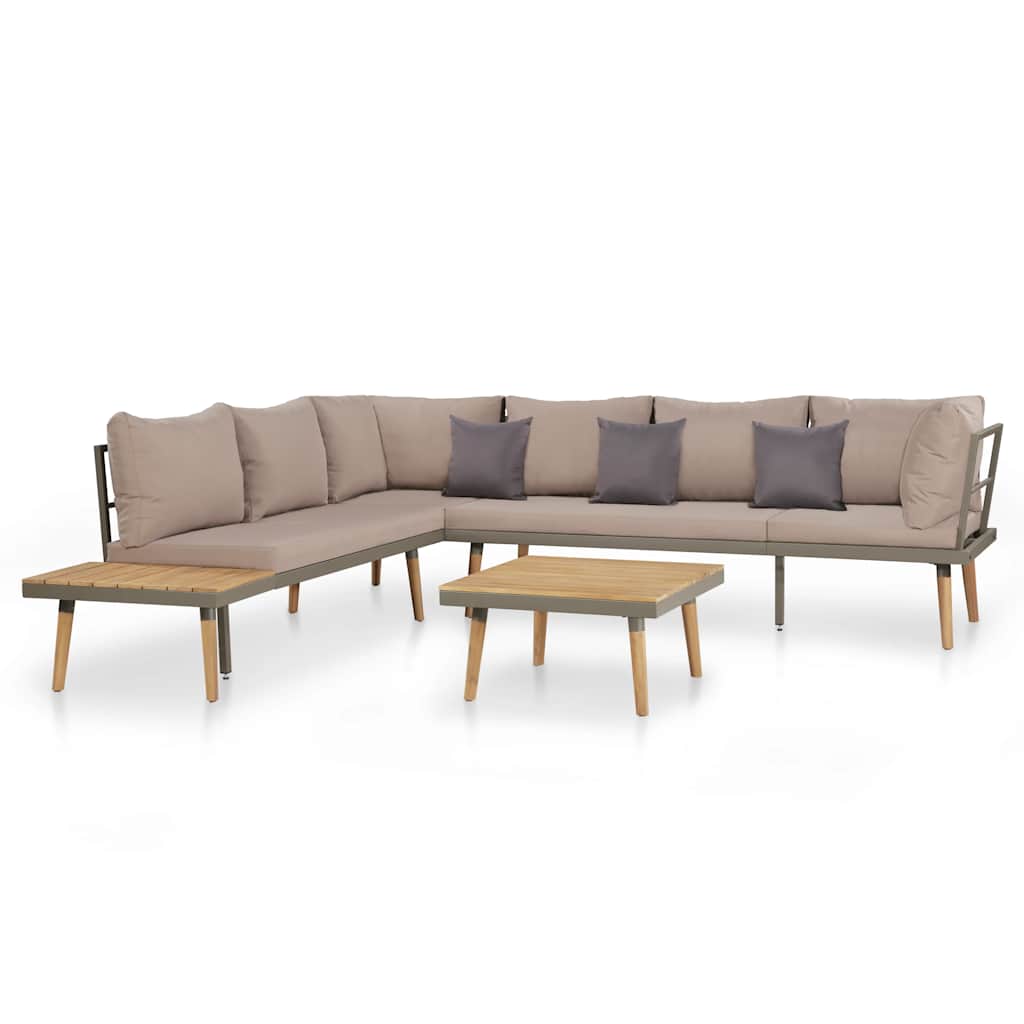 4-delige Loungeset met kussens massief acaciahout bruin – afbeelding 1