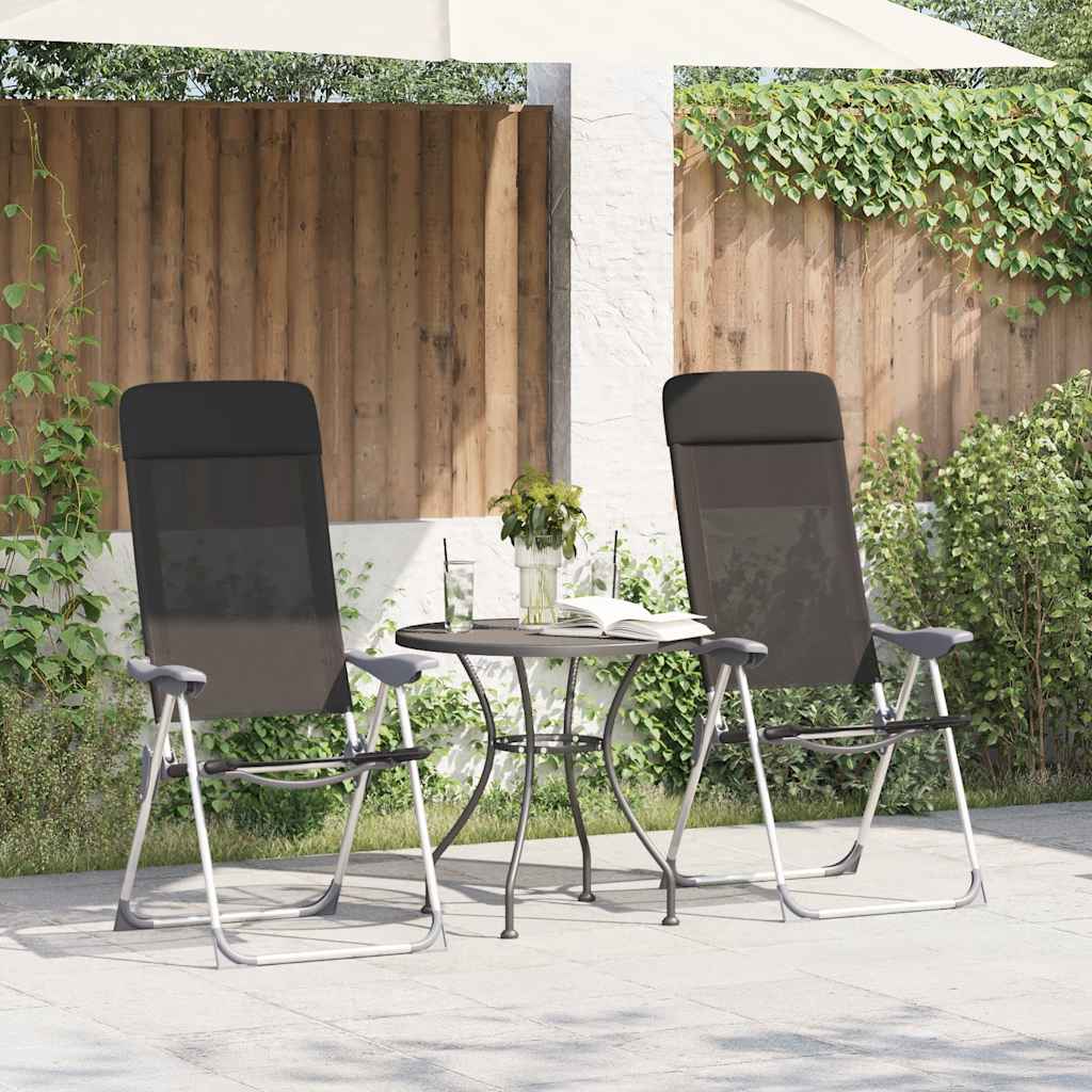 Campingstoelen inklapbaar aluminium zwart 2 st