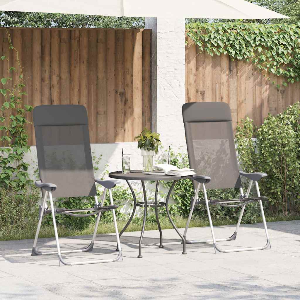 Campingstoelen 4 st inklapbaar aluminium grijs