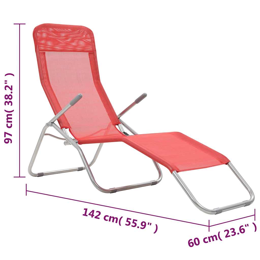 Ligbedden inklapbaar 2 st textileen rood – afbeelding 9