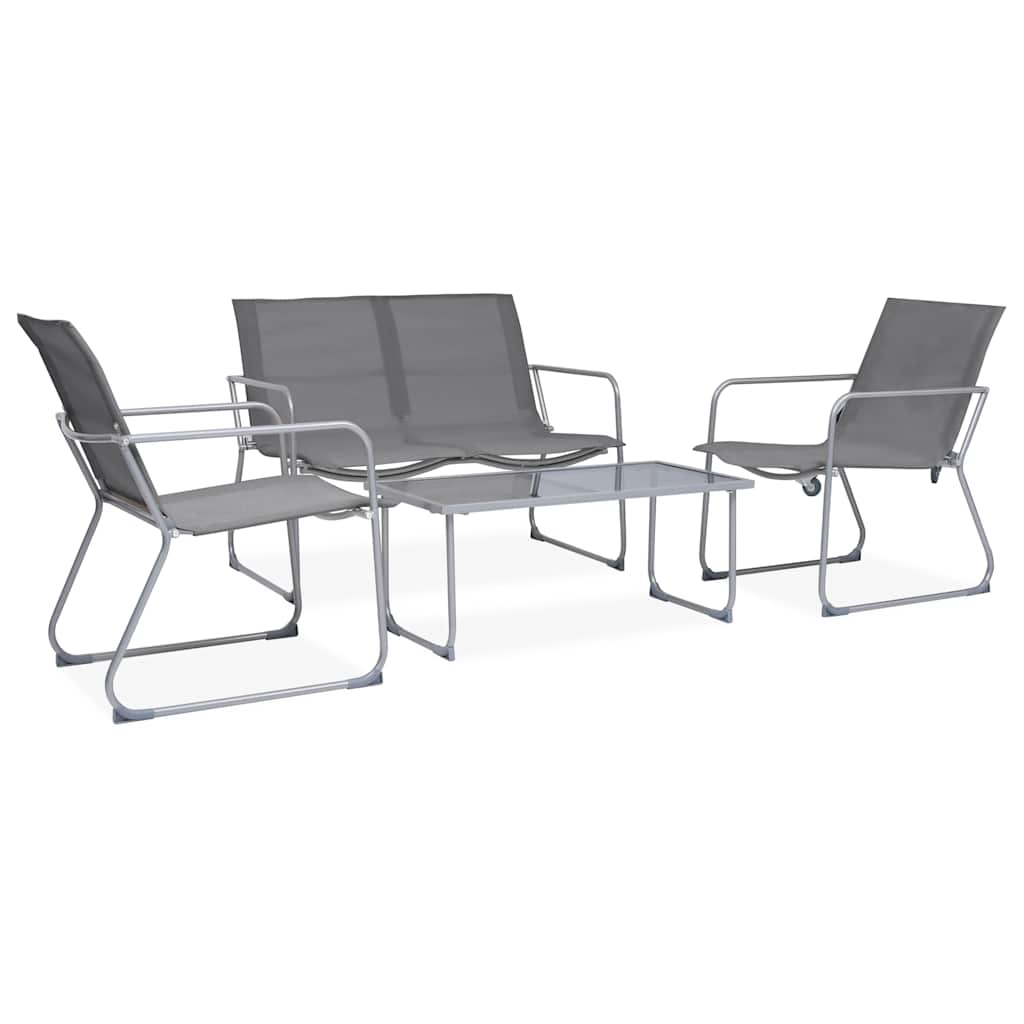 4-delige Loungeset stof en staal grijs – afbeelding 1