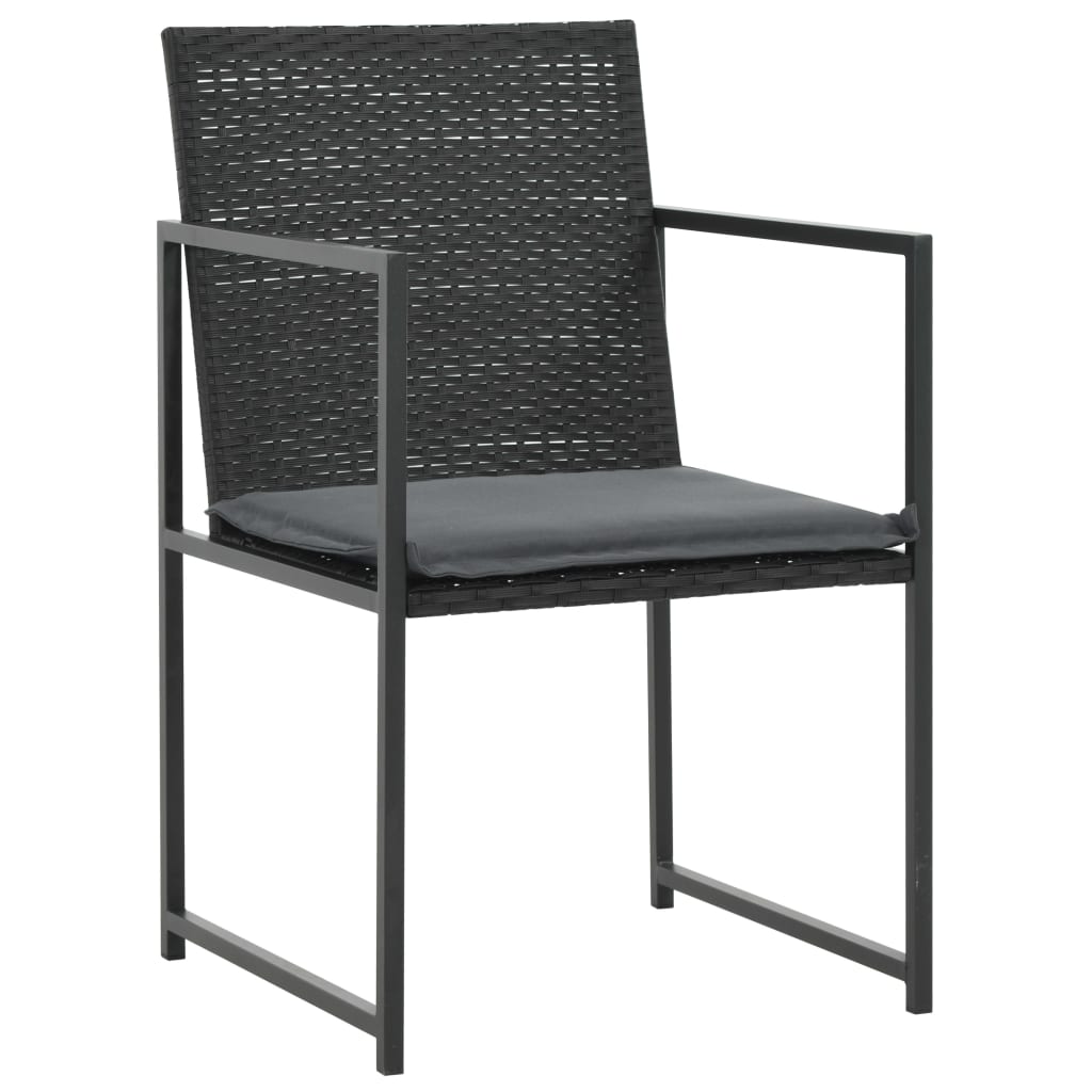 5-delige Tuinset met kussens poly rattan zwart – afbeelding 3