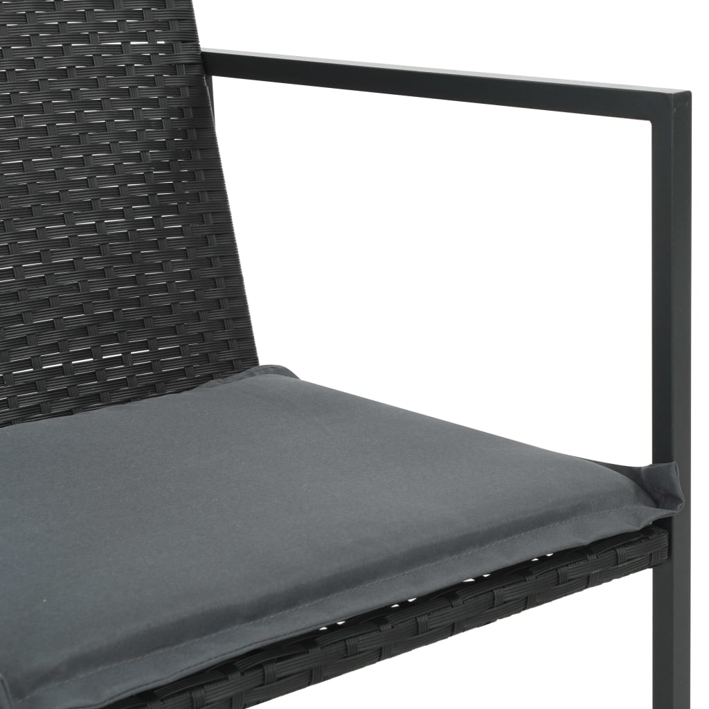 5-delige Tuinset met kussens poly rattan zwart – afbeelding 4