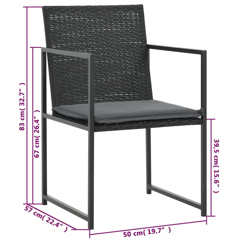 5-delige Tuinset met kussens poly rattan zwart – afbeelding 6