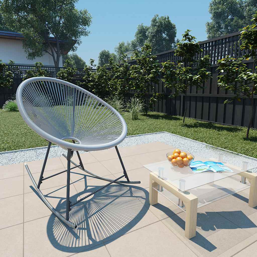 Tuinmaanstoel schommelend poly rattan grijs – afbeelding 1