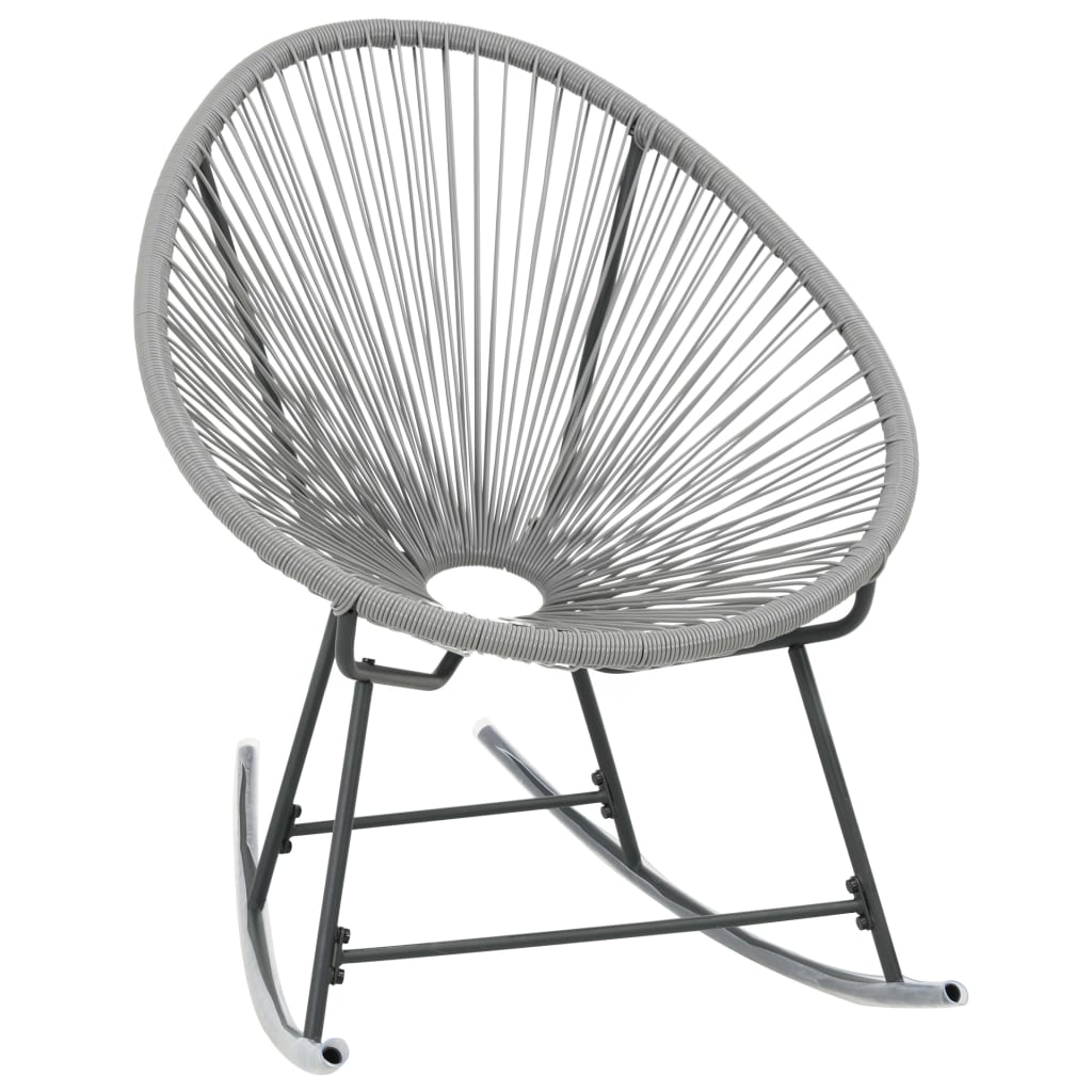 Tuinmaanstoel schommelend poly rattan grijs – afbeelding 2