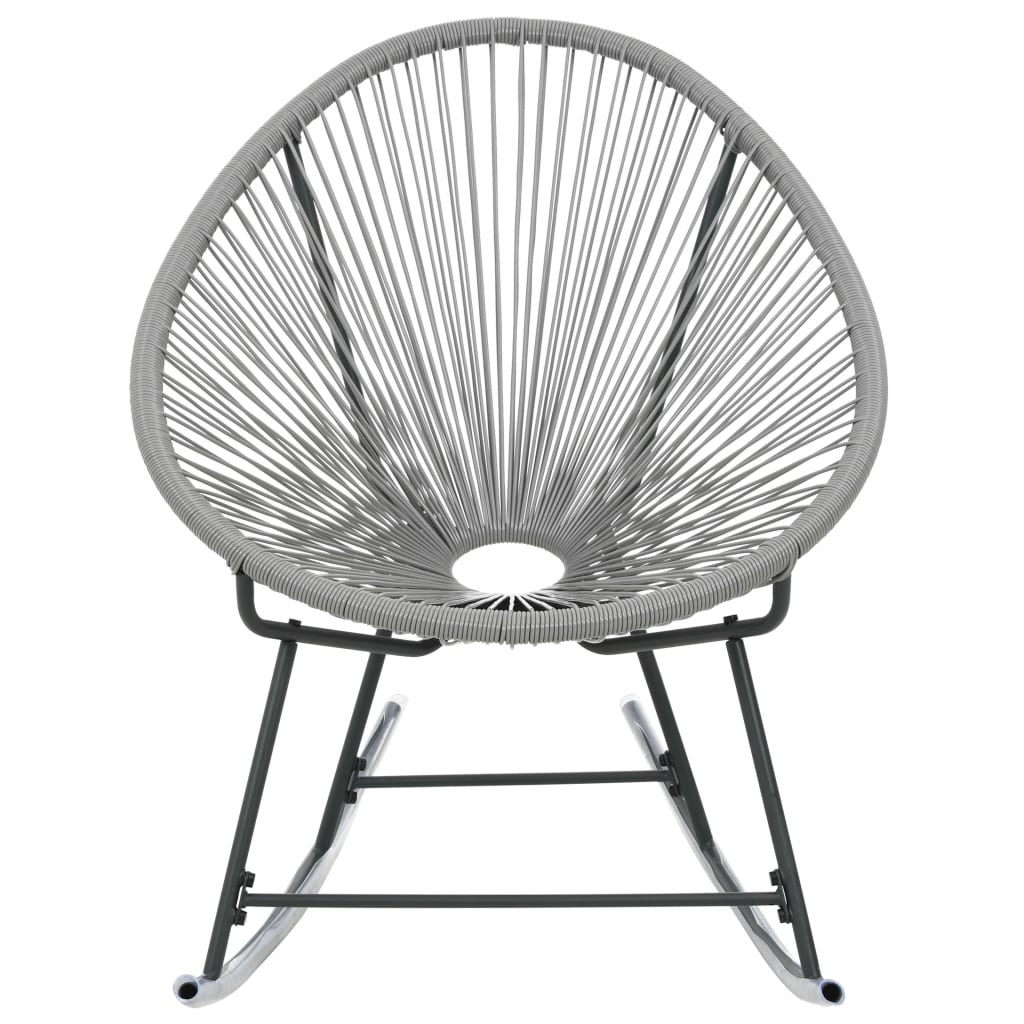 Tuinmaanstoel schommelend poly rattan grijs – afbeelding 3