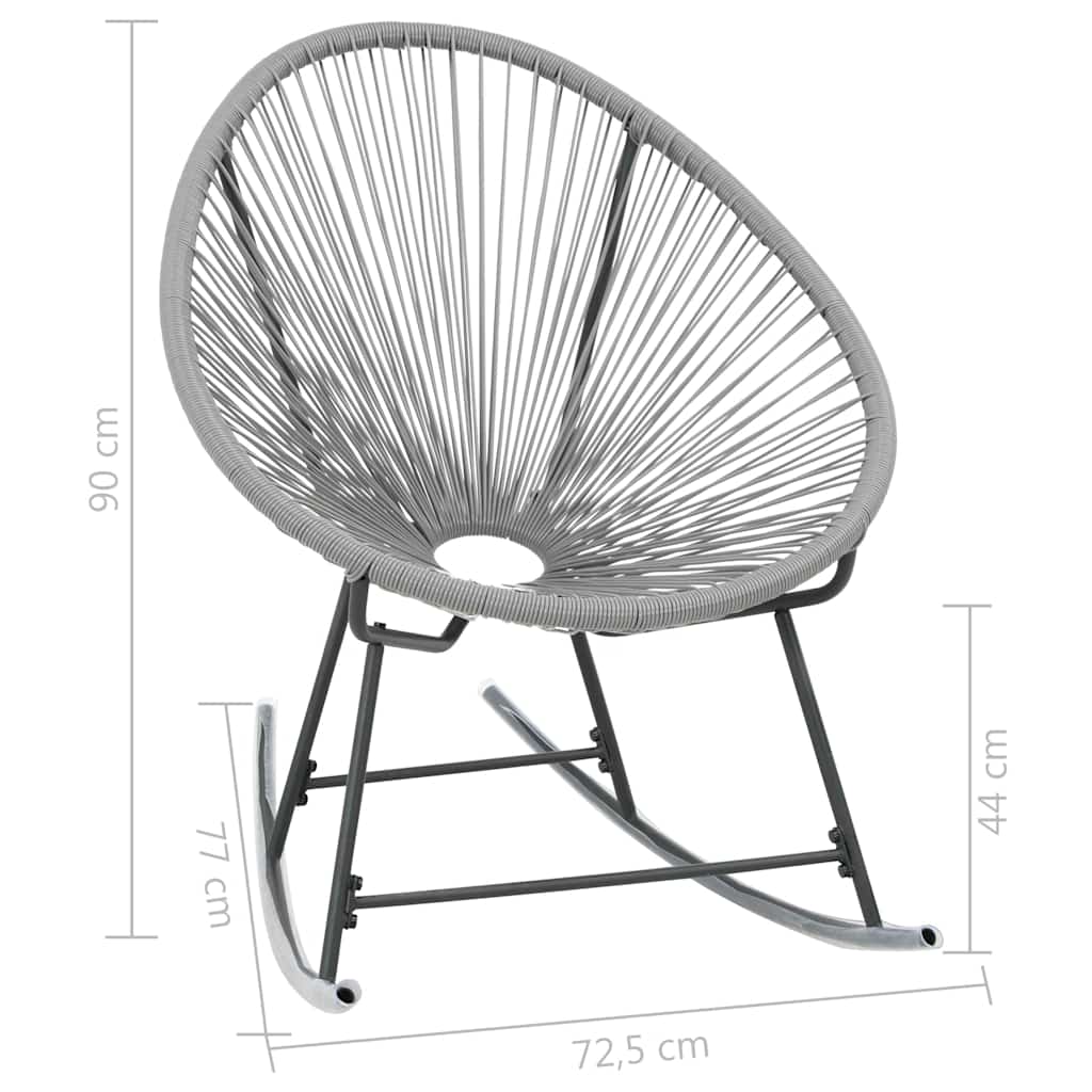Tuinmaanstoel schommelend poly rattan grijs – afbeelding 7