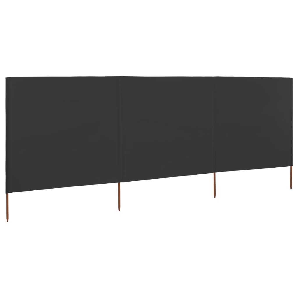 Windscherm 3-panelen 400x120 cm stof antraciet – afbeelding 1