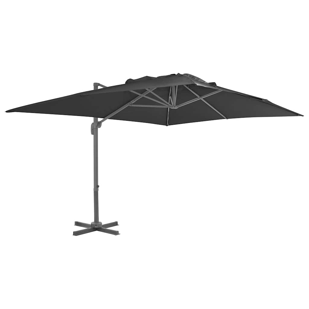 Zwevende parasol met aluminium paal 400x300 cm antraciet