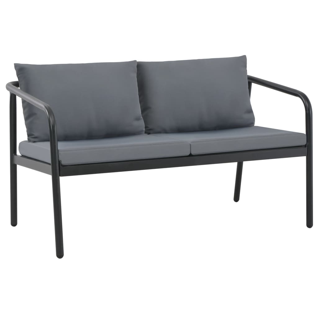Tuinbank tweezits met kussens aluminium grijs