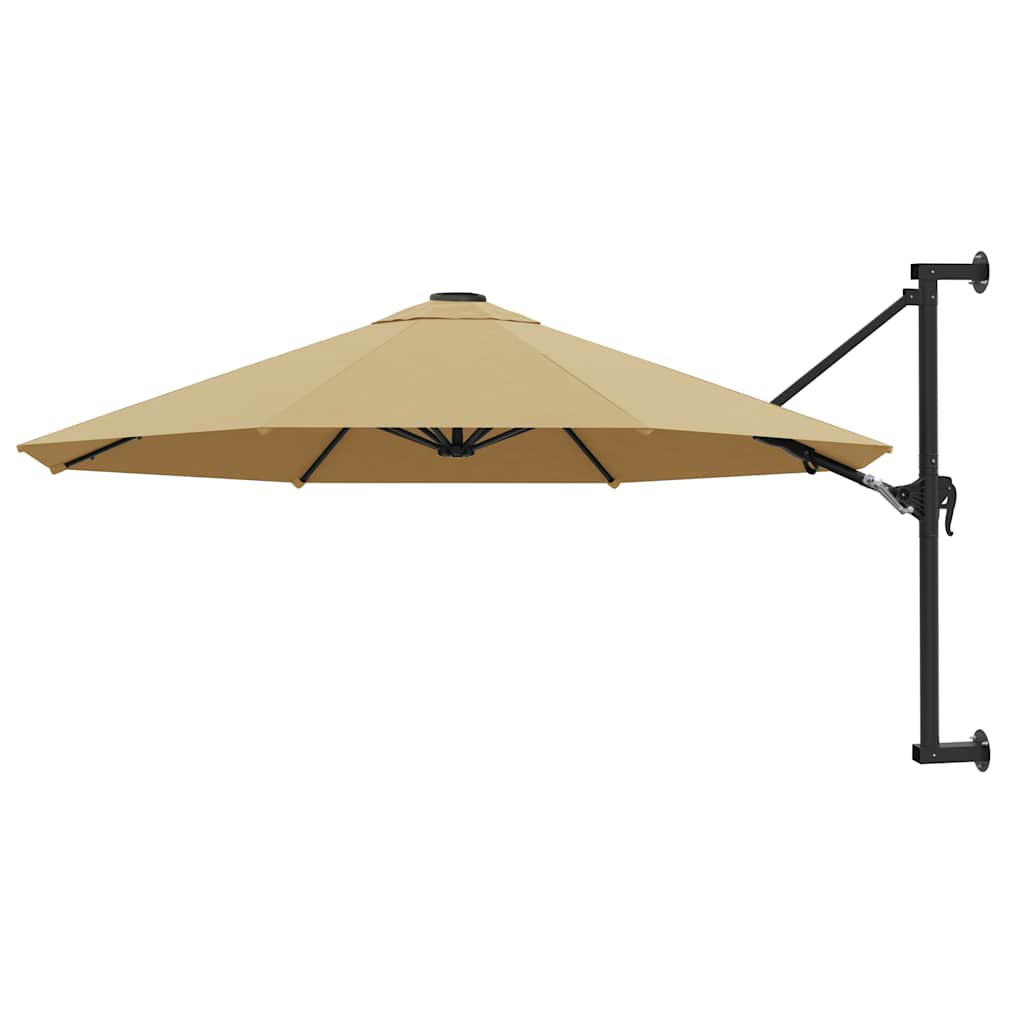 Wandparasol met metalen paal 300 cm taupe – afbeelding 1