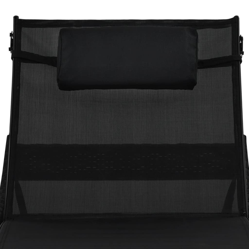 Ligbedden 2 st met tafel poly rattan en textileen zwart – afbeelding 8