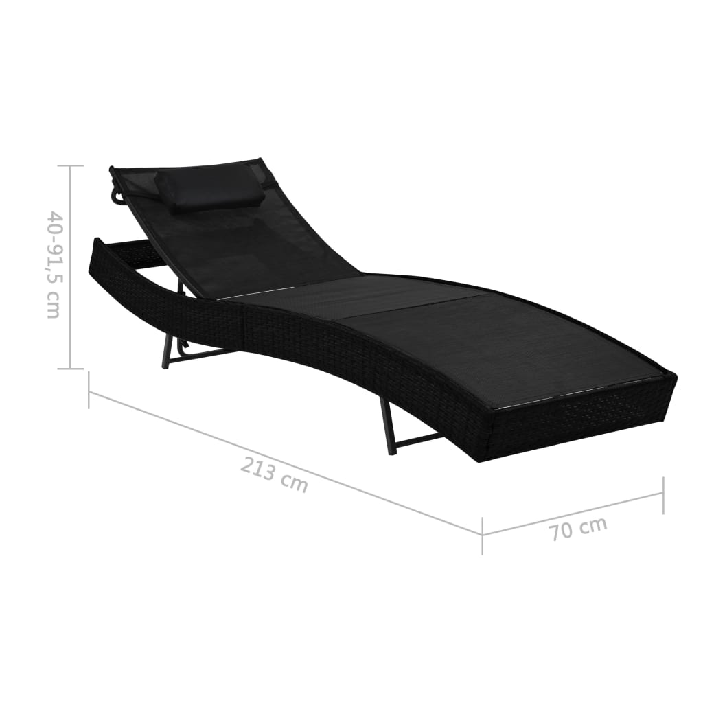 Ligbedden 2 st met tafel poly rattan en textileen zwart – afbeelding 9
