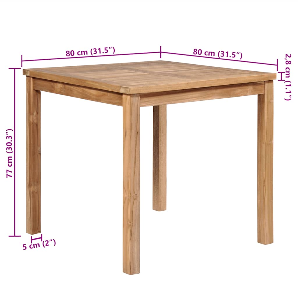Tuintafel 80x80x77 cm massief teakhout – afbeelding 5