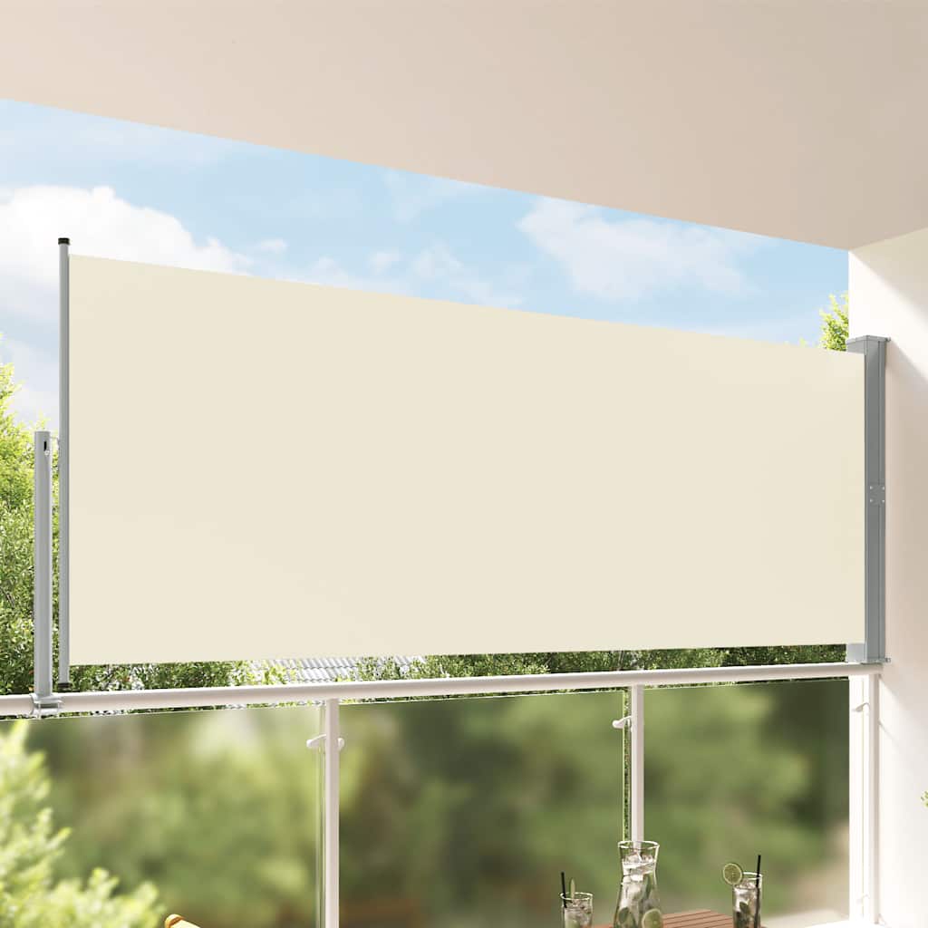 Tuinscherm uittrekbaar 140x300 cm crèmekleurig