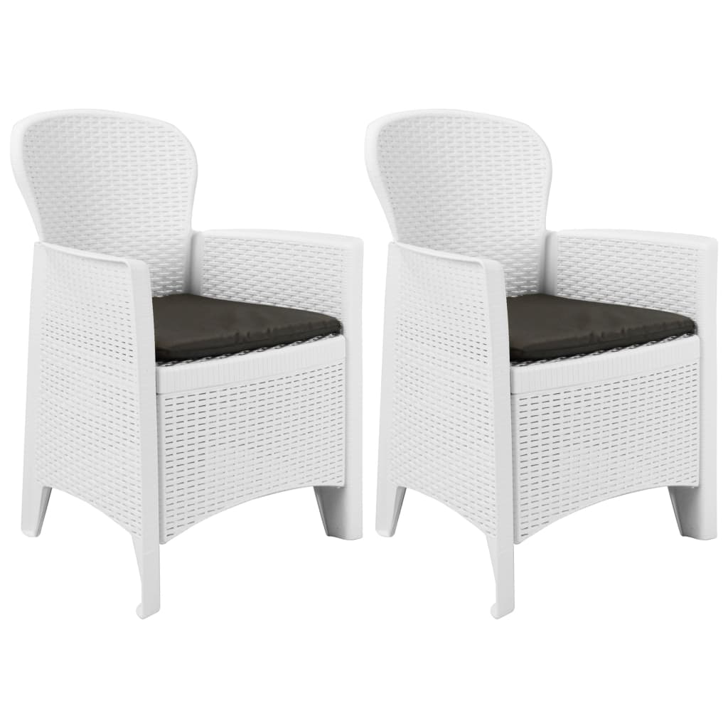 Tuinstoel 2 st met kussen rattan-look kunststof wit – afbeelding 1