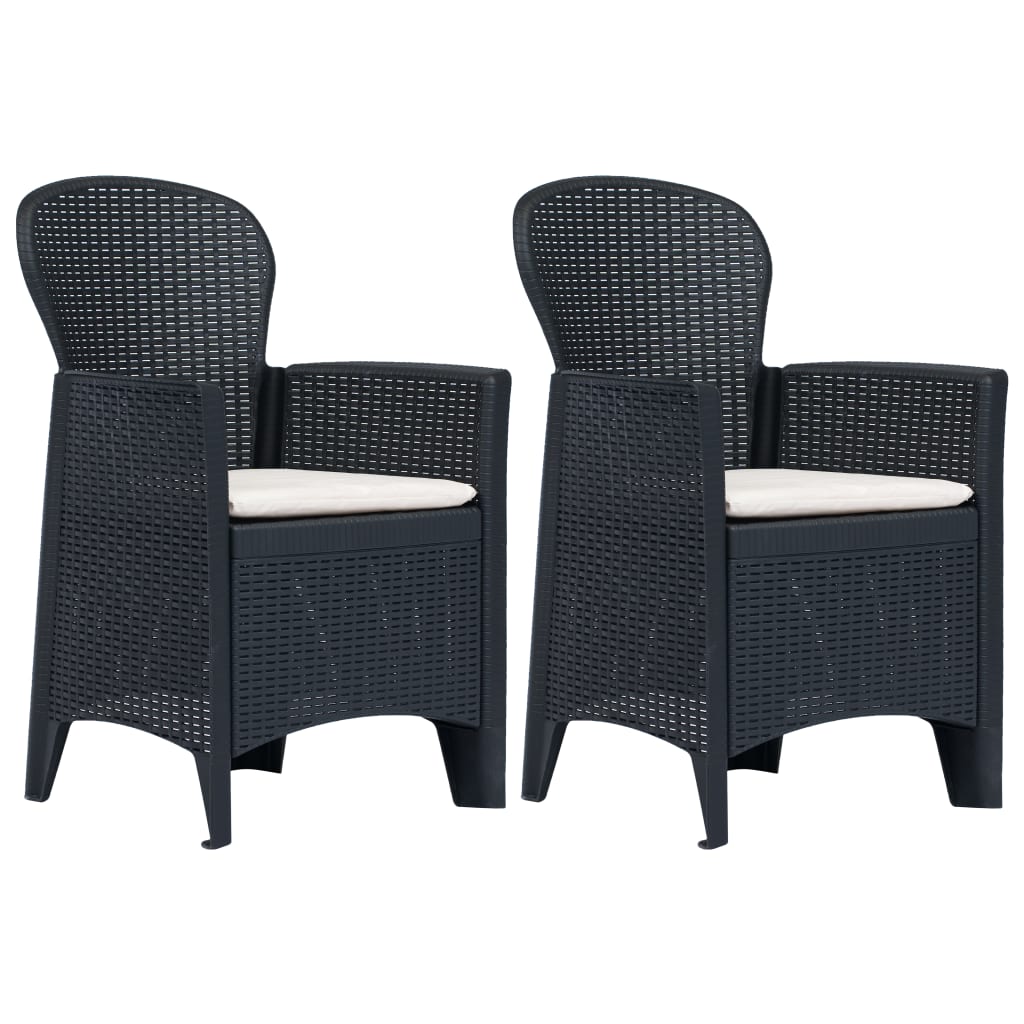 Tuinstoelen 2 st met kussen rattan-look kunststof antraciet – afbeelding 1