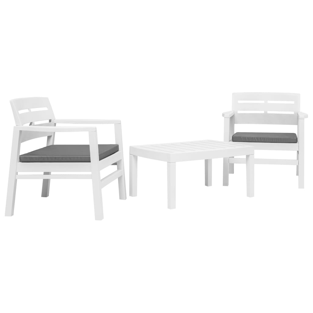 3-delige Loungeset kunststof wit – afbeelding 1