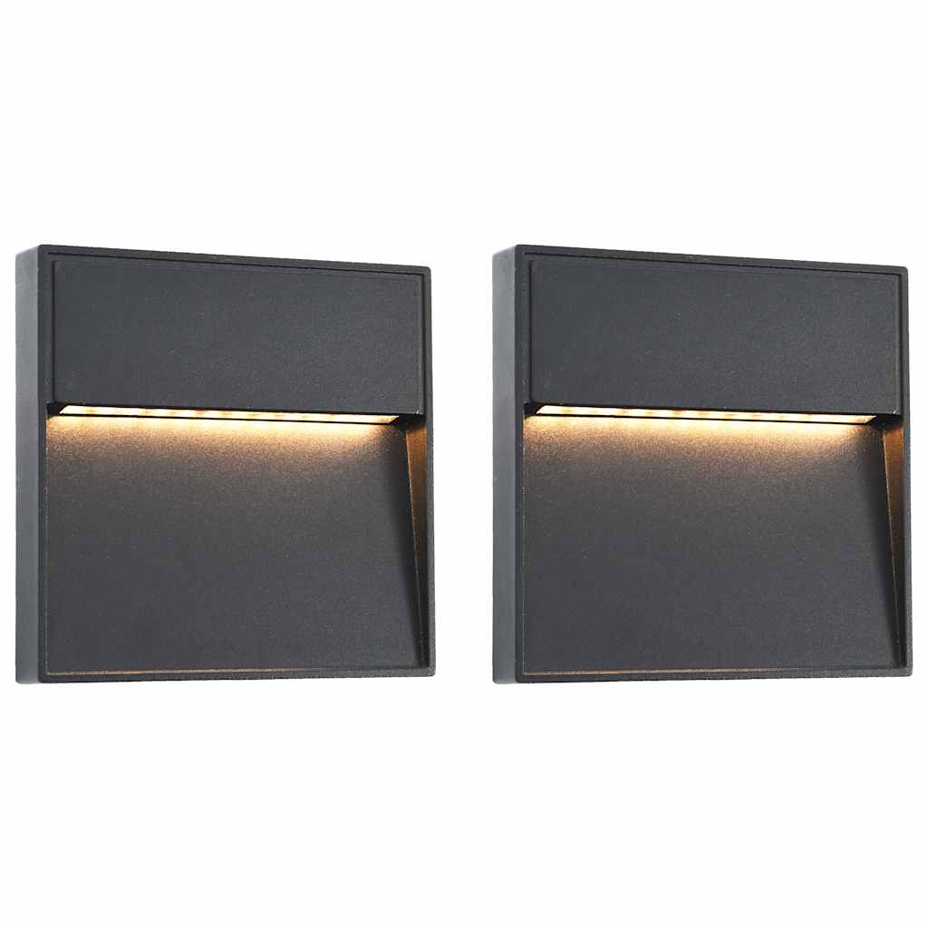 LED-buitenwandlampen 2 st 3 W vierkant zwart