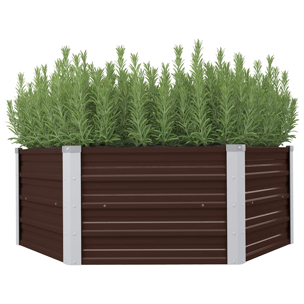 Plantenbak verhoogd 129x129x45 cm gegalvaniseerd staal bruin