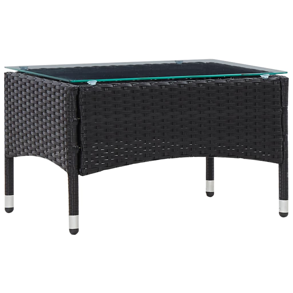 5-delige Loungeset met kussens poly rattan zwart – afbeelding 11