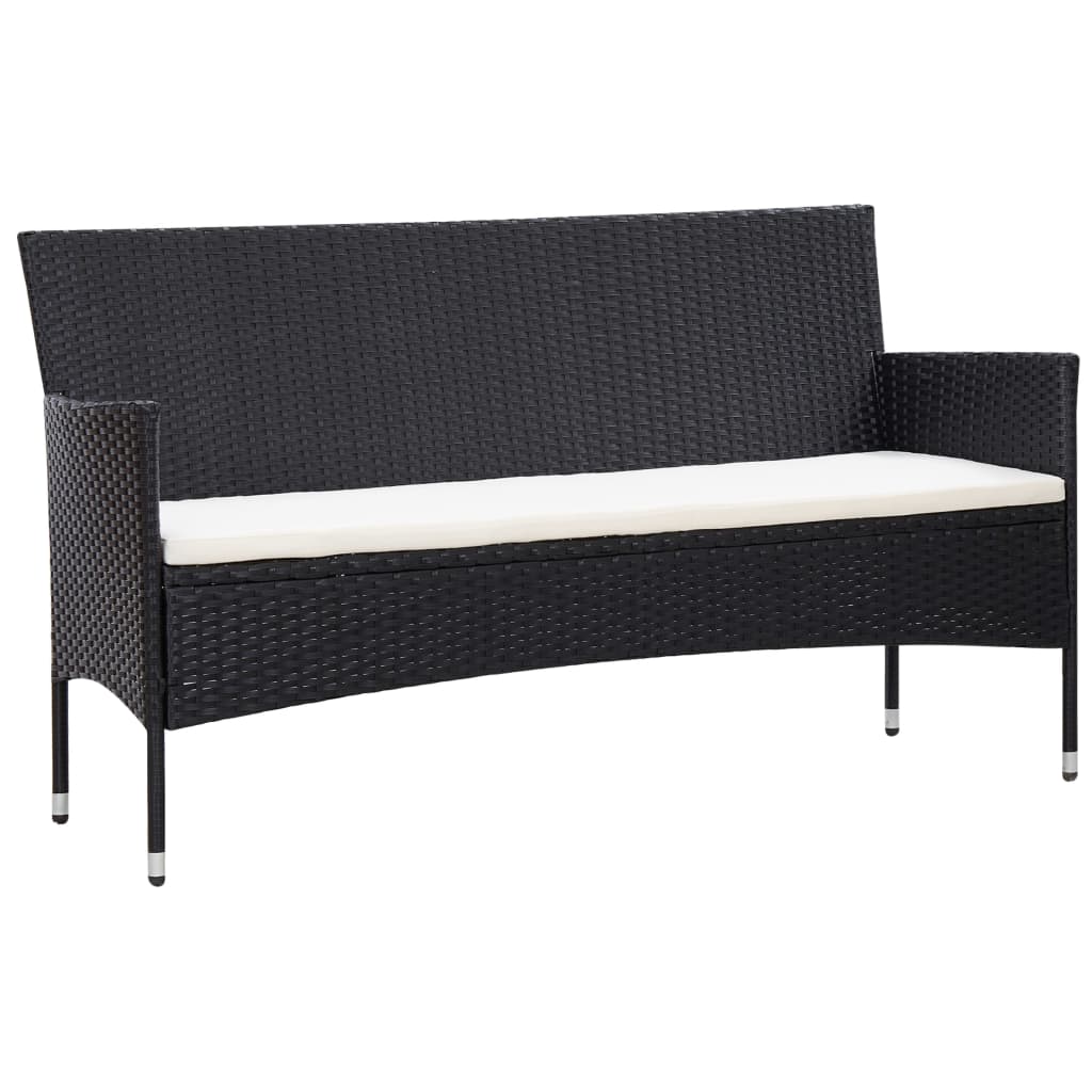 5-delige Loungeset met kussens poly rattan zwart – afbeelding 3