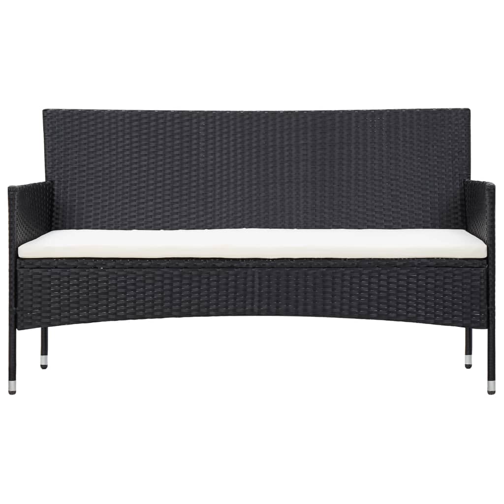 5-delige Loungeset met kussens poly rattan zwart – afbeelding 4