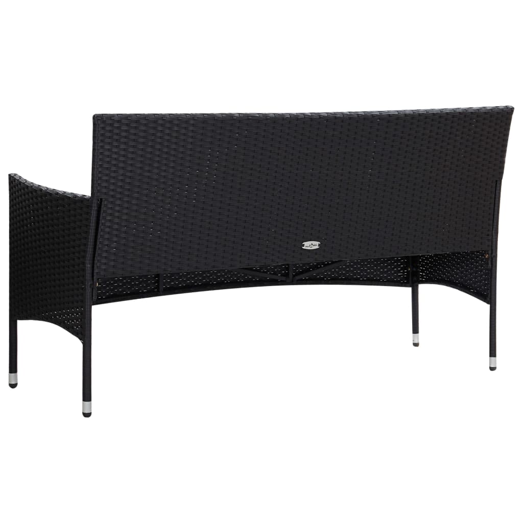 5-delige Loungeset met kussens poly rattan zwart – afbeelding 5