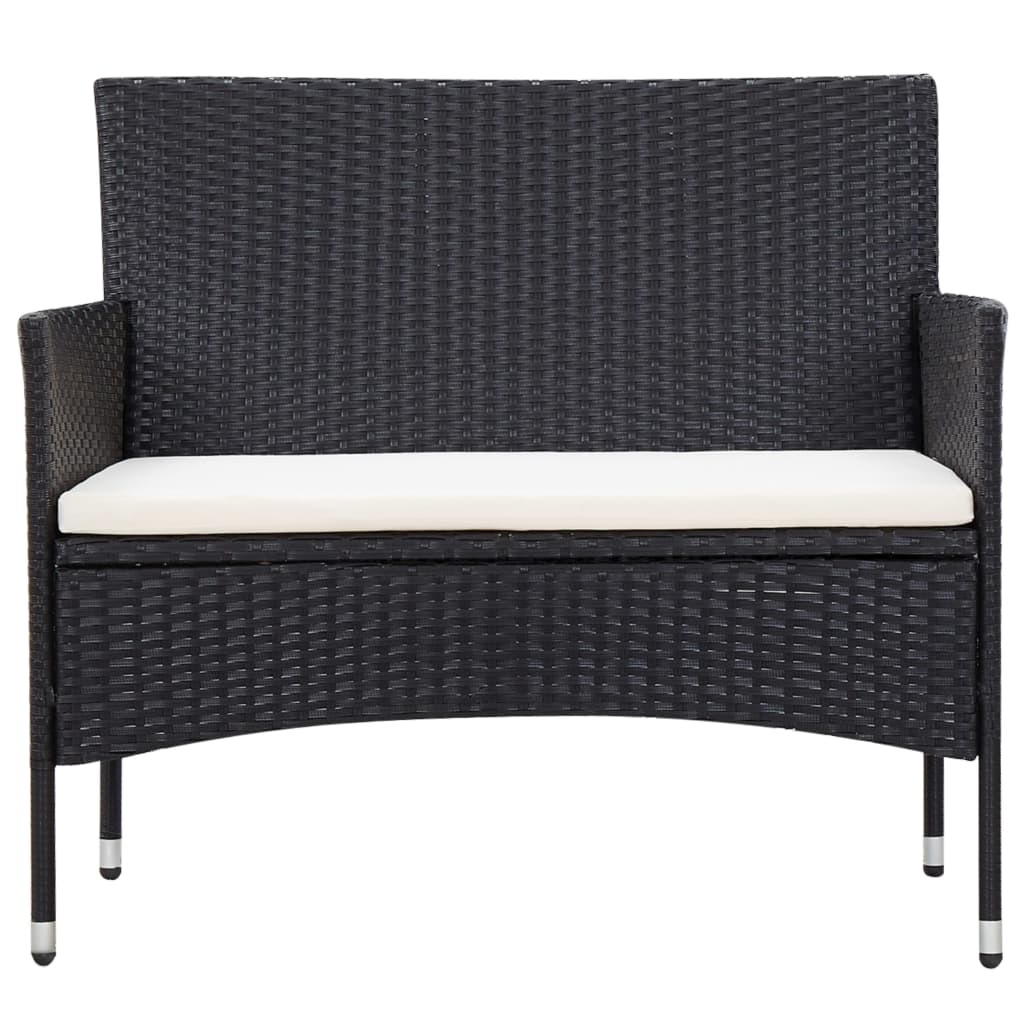 5-delige Loungeset met kussens poly rattan zwart – afbeelding 7