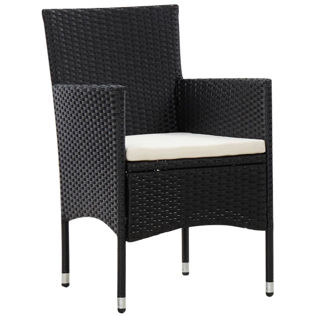 5-delige Loungeset met kussens poly rattan zwart – afbeelding 8
