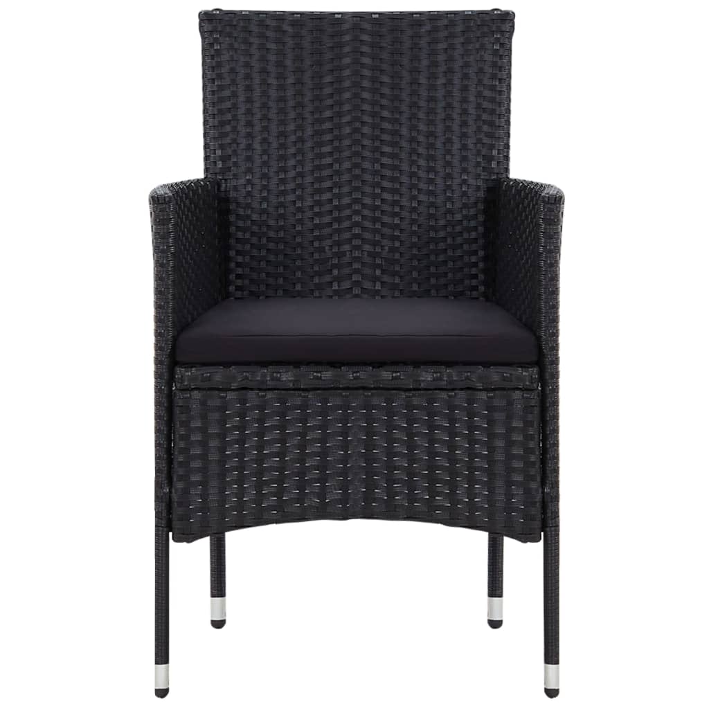 5-delige Loungeset met kussens poly rattan zwart – afbeelding 11