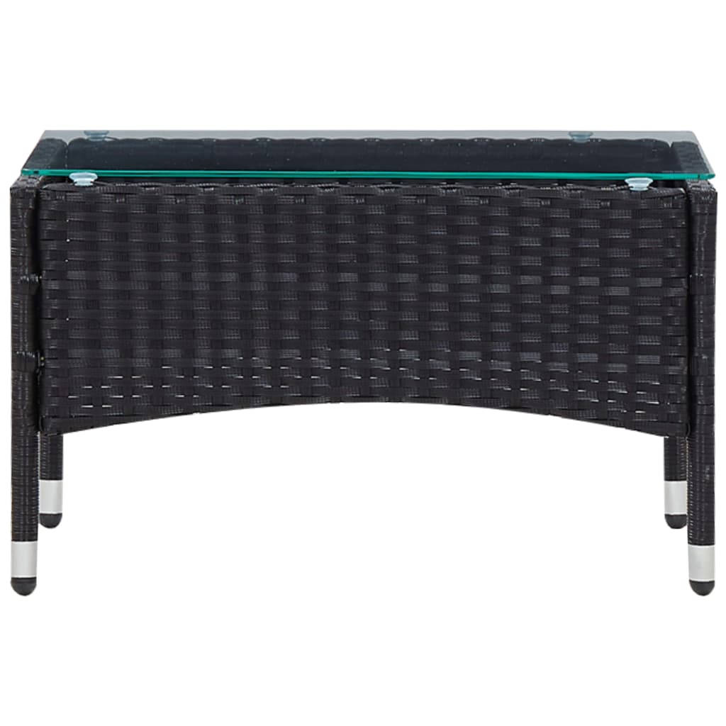 5-delige Loungeset met kussens poly rattan zwart – afbeelding 12