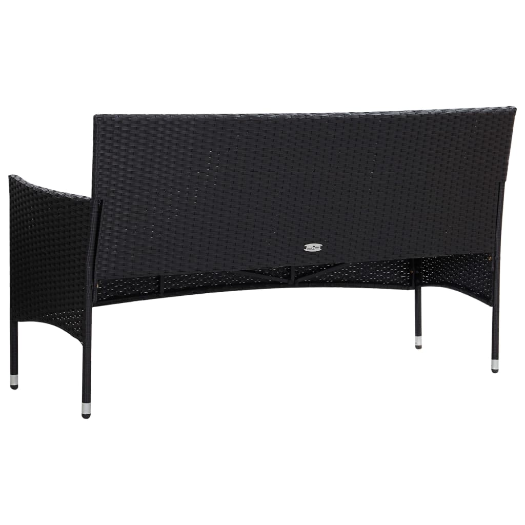 5-delige Loungeset met kussens poly rattan zwart – afbeelding 4