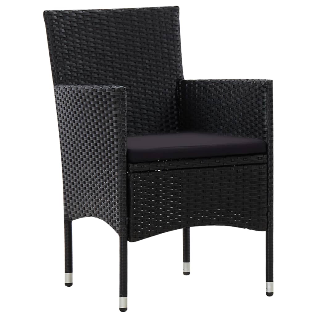 5-delige Loungeset met kussens poly rattan zwart – afbeelding 6