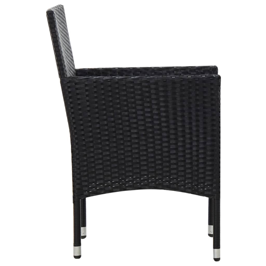 5-delige Loungeset met kussens poly rattan zwart – afbeelding 7