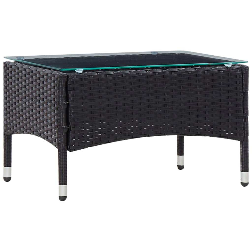 5-delige Loungeset met kussens poly rattan zwart – afbeelding 8