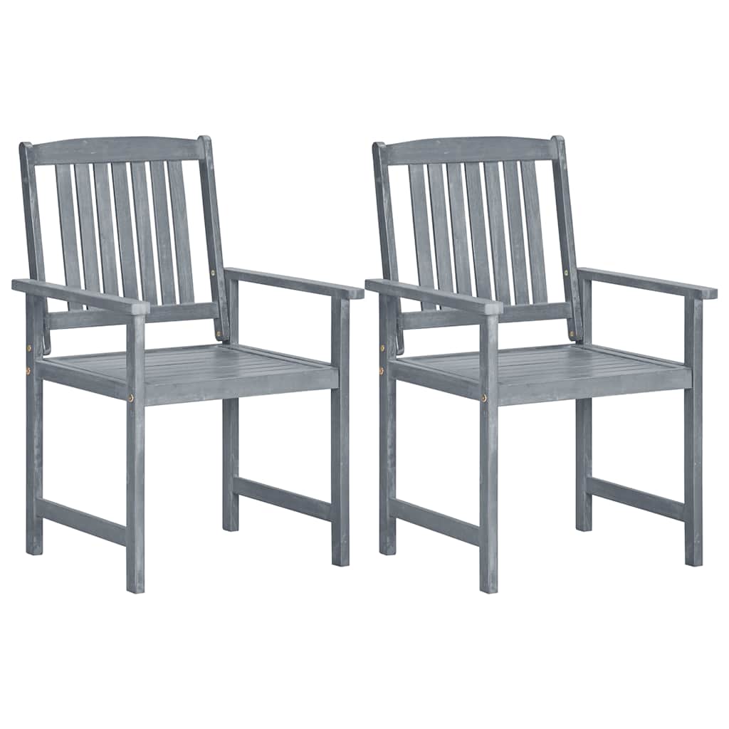 Tuinstoelen 2 st massief acaciahout grijs – afbeelding 1